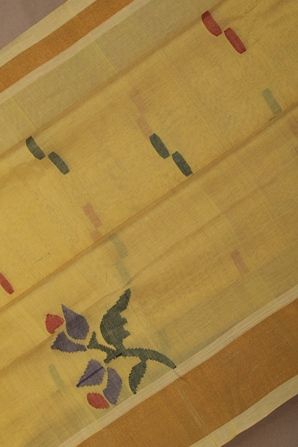 Image of Uppada Cotton Yellow Saree